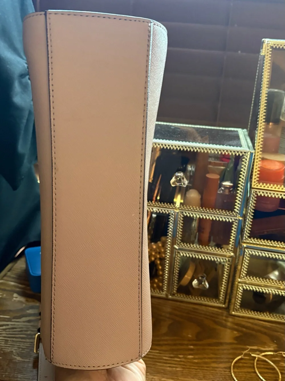 Michael Kors Blush Leather Shoulder Bag with Gold Chain